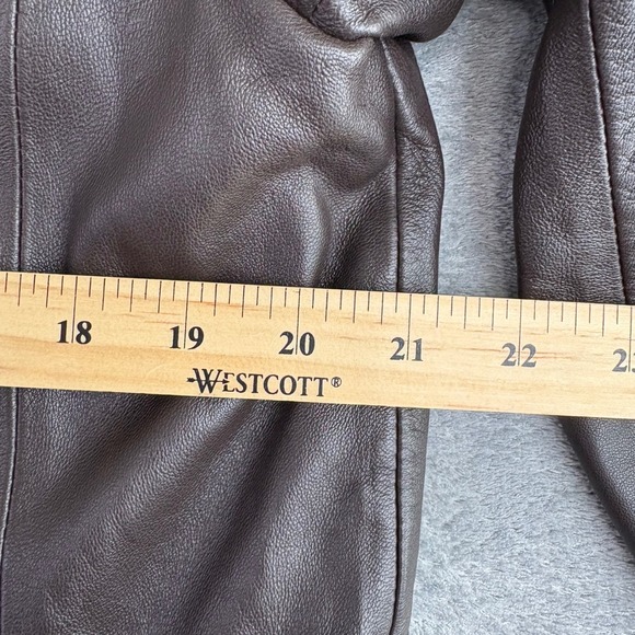 Brooks 346 Womens L Brown Leather Jacket Full Zip Collared Long Sleeve Classic - Picture 9 of 10